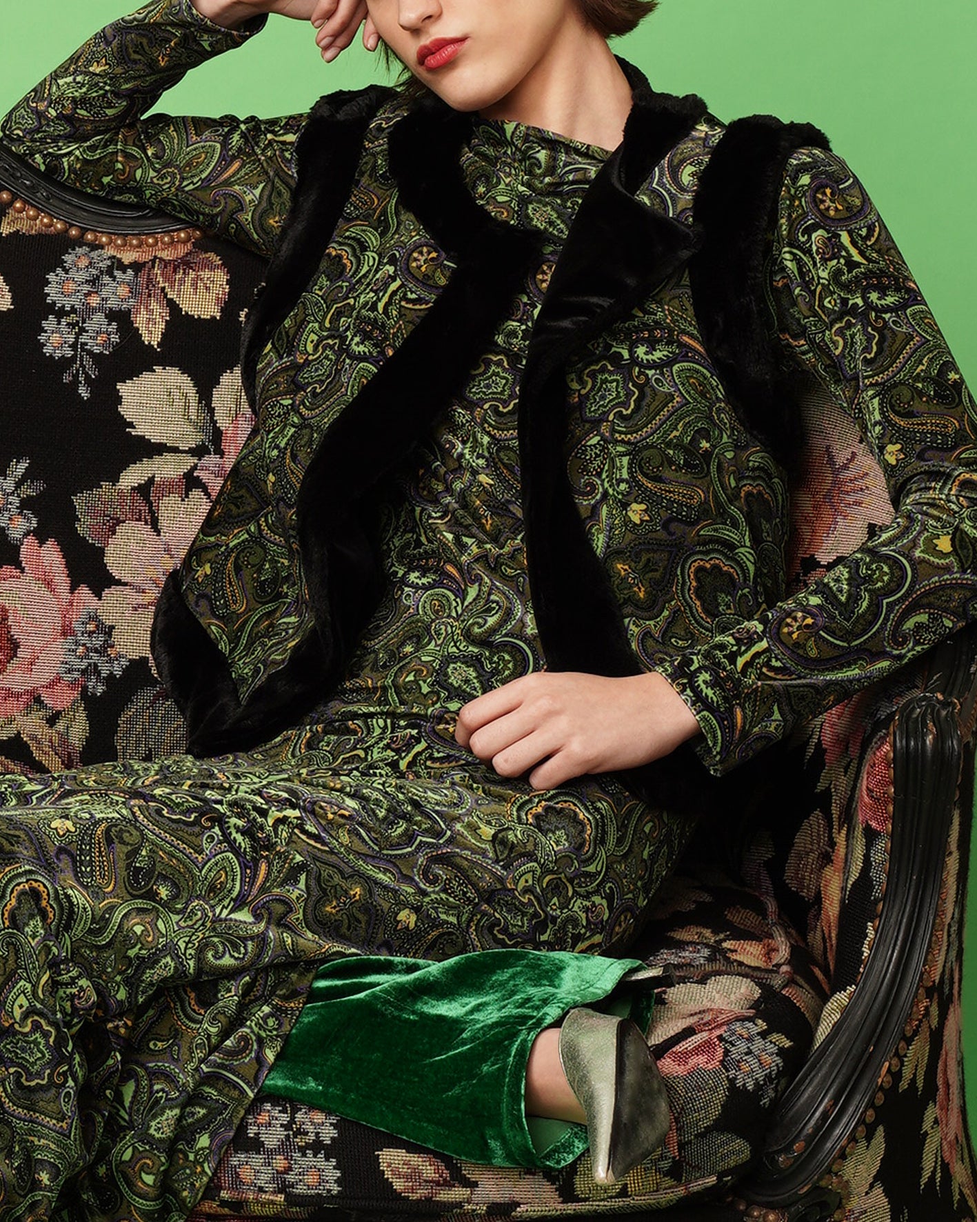 GILET, Cachemire Vert