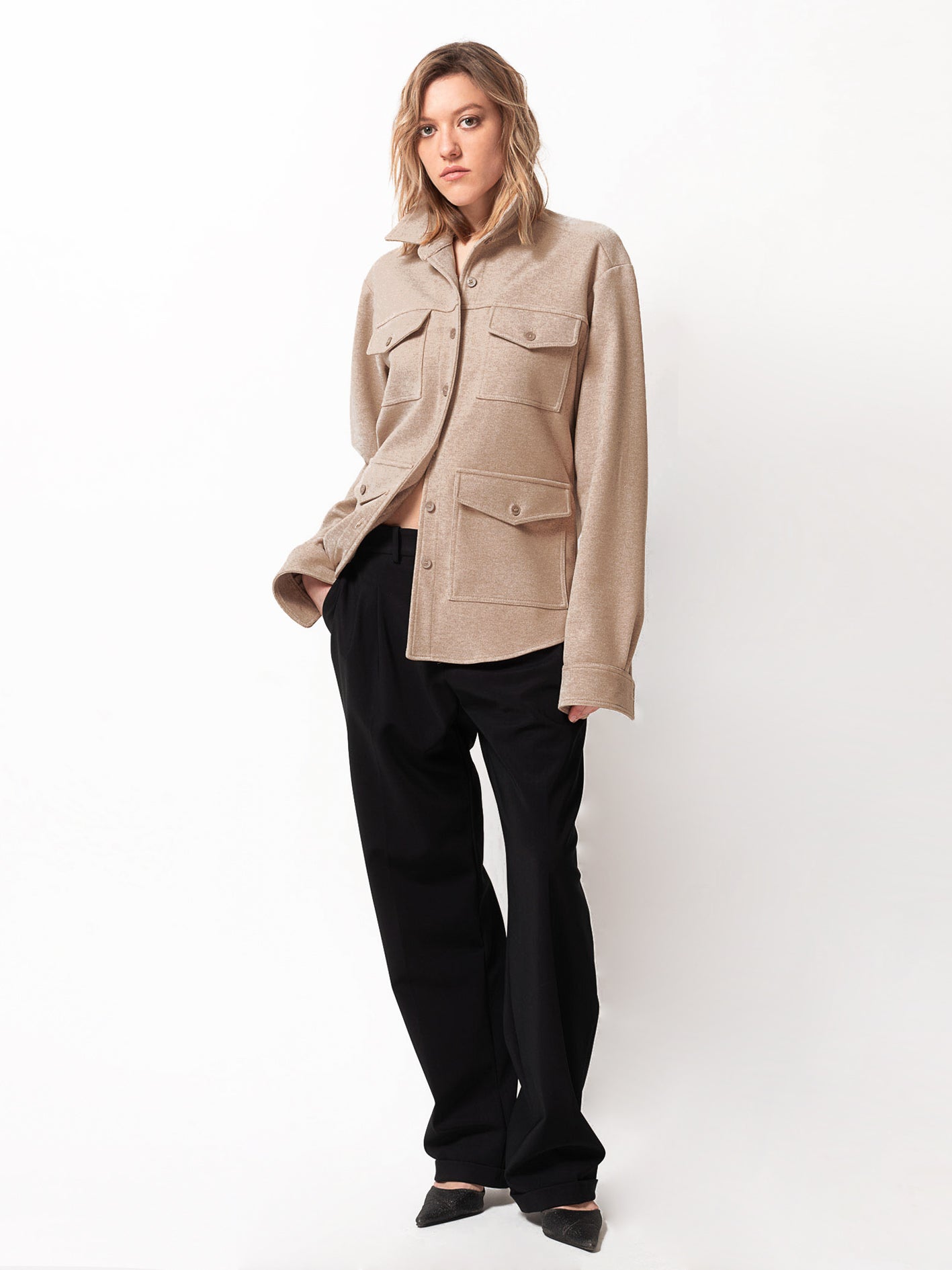 CHEMISE EN POLAIRE, Taupe