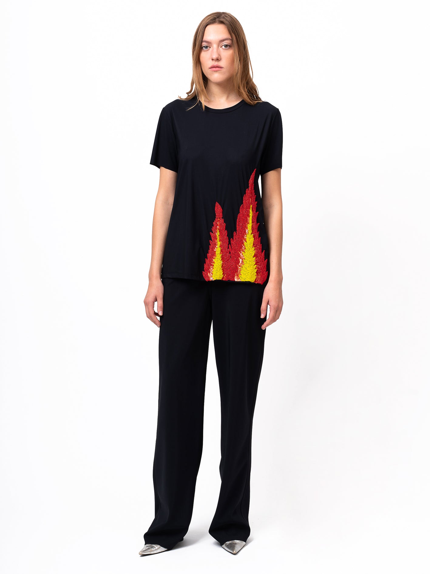 T-SHIRT FLAME, Noir