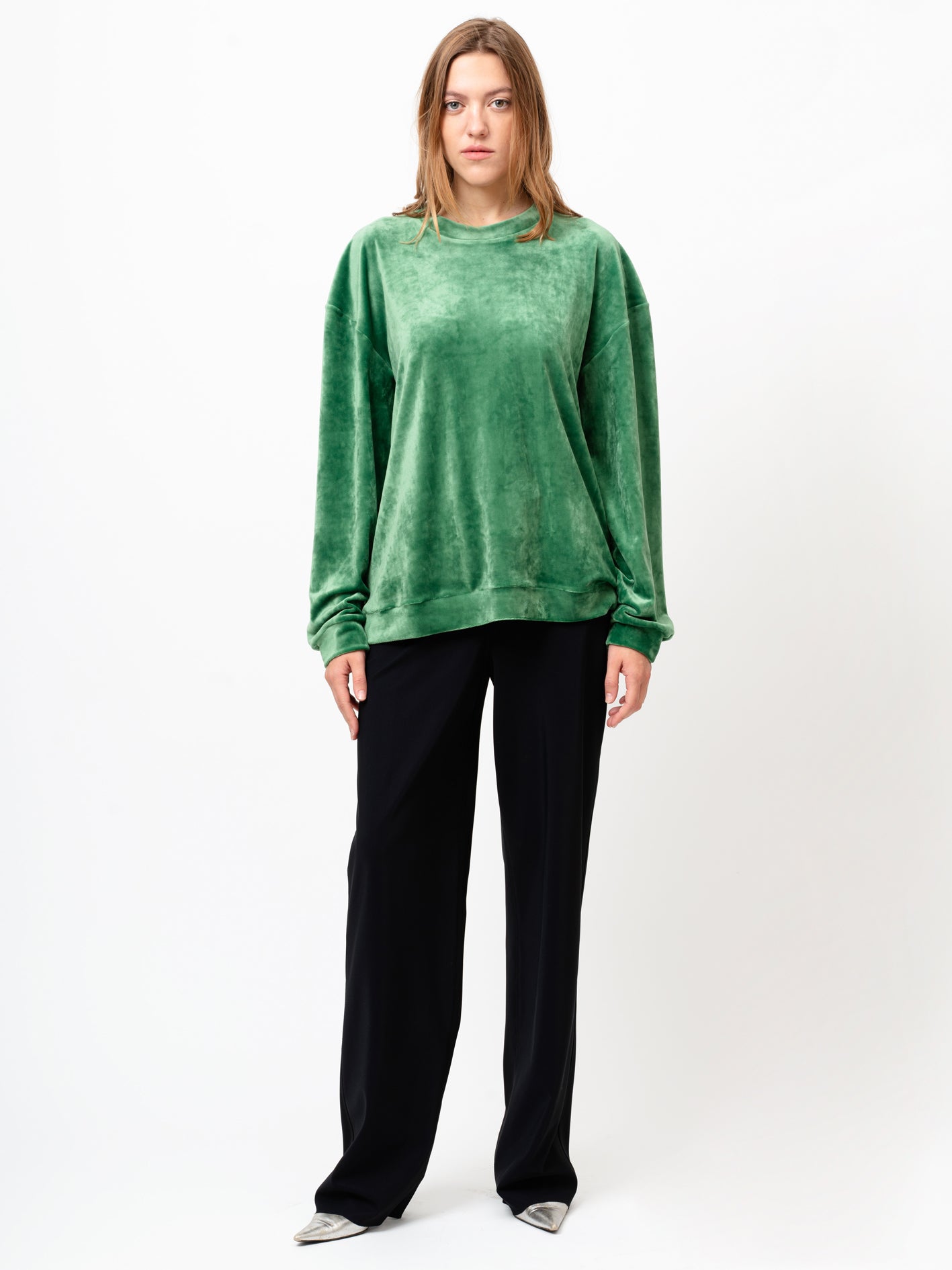 VELVET CREWNECK, Green