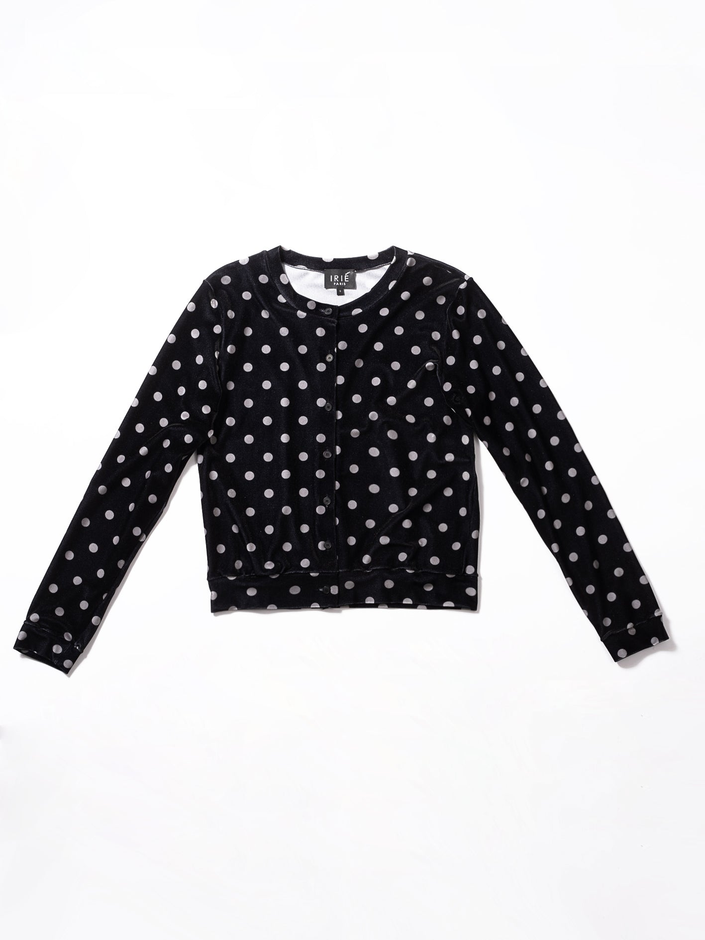 CARDIGAN EN VELOURS, Pois Gris