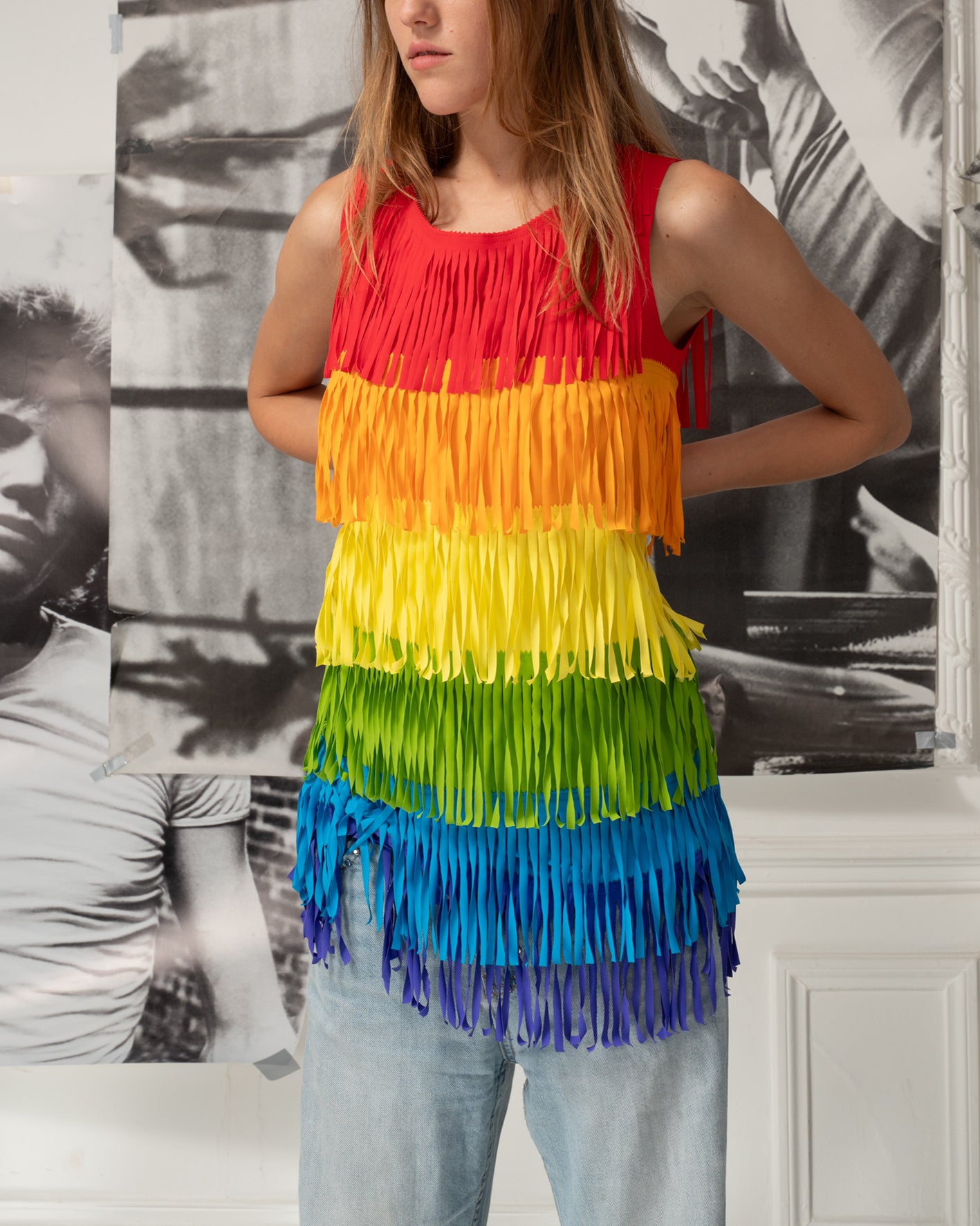 FRINGE DRESS, Multicolor