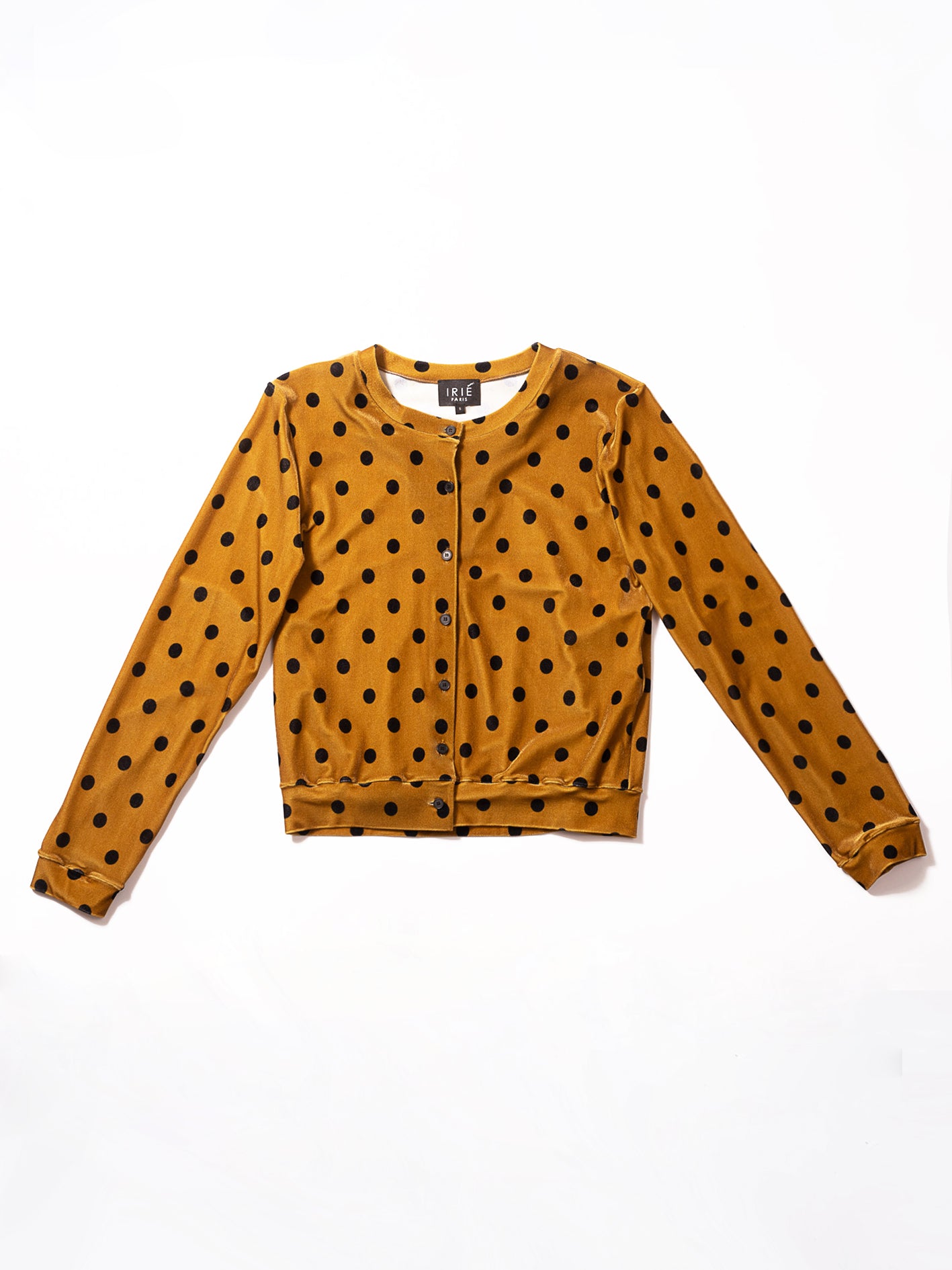 CARDIGAN EN VELOURS, Pois de moutarde